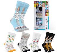LOONEY TUNES Chaussette Hommes Fantaisie, 5 Pack Chaussettes Homme Humour, Idée Cadeau Humoristique, Multicolore, Taille 40-45 (Gris/Multi, 40-45 EU)