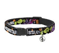 Looney Tunes Collier pour Chat avec Clochette, Clip en Plastique, Facile à régler, Space Jam Monstars 5 Joueurs Pose Galaxie Noir Blanc Gris 21,6 à 30,5 cm de Large