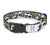 Looney Tunes Collier pour Chien avec Boucle en Plastique Motif Marvin Les Visages martiens Blanc Noir 40,6 à 58,4 cm Largeur 3,8 cm