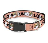 Looney Tunes Collier pour Chien avec Boucle en Plastique Motif Visage Souriant Pêche 28 à 41 cm 2,5 cm