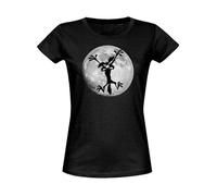 LOONEY TUNES Moon Jump Femme T-Shirt Manches Courtes Noir L 100% Coton Regular/Coupe Standard