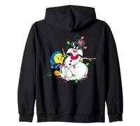 Looney Tunes Tweety and Sylvester The Snowman Christmas Sweat à Capuche