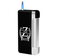 loongway Briquet personnalisé avec nom personnalisé Tempête Flamme Bleue - Gaz Métallique Réglable, Accessoire Luxe Homme Cadeau Fête Père Anniversaire