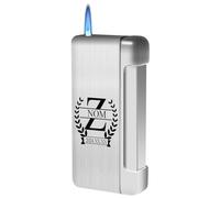 loongway Briquet personnalisé avec nom personnalisé Tempête Flamme Bleue - Gaz Métallique Réglable, Accessoire Luxe Homme Cadeau Fête Père Anniversaire