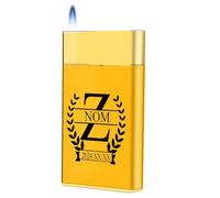 loongway Briquet personnalisé avec nom personnalisé Tempête Flamme Bleue - Gaz Métallique Réglable, Accessoire Luxe Homme Cadeau Fête Père Anniversaire