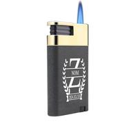 loongway Briquet personnalisé avec nom personnalisé Tempête Flamme Bleue - Gaz Métallique Réglable, Accessoire Luxe Homme Cadeau Fête Père Anniversaire