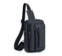 LOONGYOON Nouveau sac à Bandoulière en Cuir Pour Hommes Sac Vertical Rétro Décontracté Sac à Main Multi-poche Zippée Pour Voyages d'affaires Sac de Poitrine (noir)