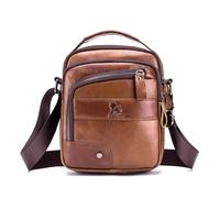 LOONGYOON Sac à Bandoulière en Cuir Véritable Sac à Bandoulière Mode Décontracté Pour Hommes Pochette Multifonctionnelle Étude Sur le Travail en Entreprise Petit Sac à Dos