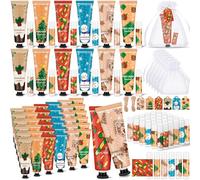 Loopeer Lot de 36 crèmes pour les mains et baume à lèvres de Noël pour femme - Mini lotion pour les mains - Taille de voyage pour peau sèche - Avec carte de vœux et sacs en organza pour collègue