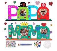 LOOPES MAMA PAPA Cadeau Lettres en Bois Kit de Bricolage Cadre Photo PAPA Maman Cadeau D'Anniversaire Noms en Bois Peinture Photos Collage pour MèRe PèRe Anniversaire FêTe PèRes FêTe Des MèRes Cadeau