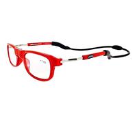 Loopies haute qualité Magnétique Lecture lunettes. Unisexe, Réglable, Pliable et Avant Connexion avec Confortable et Flexible Cou boucle "collier" Livré avec Gratuit étui et chiffon nettoyant - Rouge