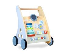 Looping Chariot de Marche Multi-activités en Bois pour bébé - ludique et éducatif - Jouet d'activité et de développement - Apprentissage de la Marche - Cadeau | Bleu