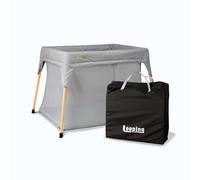 Looping Lit Parapluie de Voyage | Pliage Compact, Pieds Bois, Tissu Recyclé, Parc Bebe Pliable | Gris Chiné