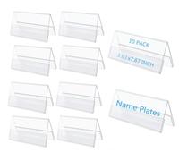 Loopunk Lot de 10 plaques signalétiques acryliques, présentoirs en acrylique, nom de porte-étiquettes pour réunion au bureau, magasin, restaurant (20 x 10 cm)