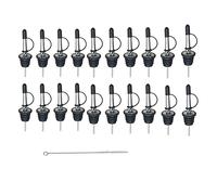 Loopunk Lot de 20 bouchons en acier inoxydable bec verseur conique bouteille verseur bouchon verseur anti-goutte avec une seule pièce bouchons en caoutchouc pour liqueur, vin, huile, cocktail, jus,etc
