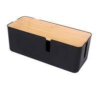 LOOR Boîte avec couvercle en bambou pour cordon Power Stripe parasurtenseur (noir)