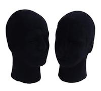 LOOR Lot de 2 têtes de mannequin en polystyrène pour homme Noir