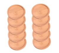 LOORGVEL 10 Pièces Bamboo Plant Saucers for Indoors Round Succulent Drainage Trays with Antileak Design Pot Holders Protecting Surfaces and Collecting Excess Water