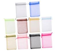 LOORGVEL 100 pièces Sacs Organza Multicolores avec Cordon de Serrage Pochettes Transparentes pour Bijoux Bonbons Mariage Noël et Communion