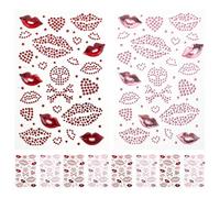LOORGVEL 10feuilles Autocollants pour Ongles Saint-valentin Motif Cœur Strass Rouge Application Facile Décoration Festive