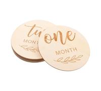 LOORGVEL 12 pièces Monthly Wooden Photo Props Double Sided Engraved Months Signs For Newborn Photography And Announcement Unique Design Photo Booth Cards