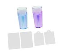 LOORGVEL 2 ensembles Tampons Silicone pour Nail Art avec Manche Transparent Outil de Manucure Pratique pour Estampage et Entraînement des Ongles pour Usage Professionnel et DIY