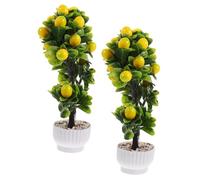 LOORGVEL 2 pièces Citronnier Artificiel Pot Décoration Intérieure Réaliste pour Salon Bureau