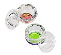 LOORGVEL 2 Pièces Coupe Pour Nail Art Cristal Avec Couvercle Pour Mélanger Liquide Acrylique Poudre Forme à Huit Faces Polygones Pour Salon De Manucure