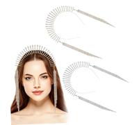 LOORGVEL 2 pièces Couronnes de Déesse Strass avec Franges Or et Argent Bijoux de Mariage Élégants pour Coiffure de Mariée Accessoires de Cheveux Raffinés
