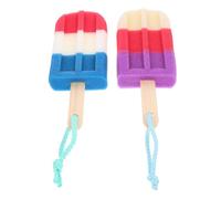 LOORGVEL 2 pièces Éponge de Bain Exfoliante Forme Crème Glacée Douce et Pratique pour Gommage Corps et Lavage Éponge Moussante Colorée Rose Blanc Bleu