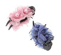 LOORGVEL 2 Pièces Hair Claw Clips For Women With Plastic Pearl Beads Elegant High Ponytail Holders For Beach Vacation And Party Hairstyles