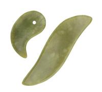 LOORGVEL 2 Pièces Jade Gua Sha Board Set Outil Massage Visage Naturel pour Tonification Peau et Circulation Planche de Grattage Douce sans Risque Pratique pour Soins et Relaxation