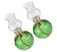 LOORGVEL 2 Pièces Lampe à Huile Rustique Vintage Verre Lanterne à Kérosène Décorative pour Ambiance Chaleureuse Éclairage Appoint Intérieur Décoration pour Fêtes et Camping