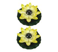 LOORGVEL 2 Pièces Lampe Solaire Flottante Lotus Lumière Décorative pour Piscine et Jardin Lanterne Étanche Forme de Lotus pour Étang Extérieur Éclairage Solaire Romantique et Pratique