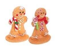 LOORGVEL 2 Pièces Lot de Décorations de Noël Résine Bonhomme Dépices Cartoon Ornements Festifs pour Table et Vitrine Modèles Petits Garçons avec Canne et Sucette Décorations de Noël