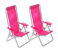 LOORGVEL 2 Pièces Mini Chaise Longue Pliante Décorative pour Maison de Poupée Chaise Miniature de Plage Extérieure Accessoire Dornement pour Jardin et Bureau Modèle Réaliste Compact