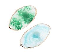 LOORGVEL 2 pièces Palette de Mélange de pour Ongles Résine de Anneaux Manucure Pratique pour Application de Vernis Bleu et Vert Outils de Nail Art