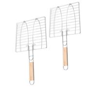 LOORGVEL 2 pièces Panier Grillade Inoxydable pour Barbecue Extérieur Grill Filet Rigide Petite Maille Accessoire Cuisson Poisson Légumes Léger et Portable pour Repas Plein Air