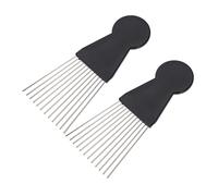 LOORGVEL 2 pièces Peigne à Cheveux Homme Acier Peigne Pick Afro pour Coiffure et Stylisme Outil Coiffure Durable et Antistatique pour Hommes