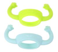 LOORGVEL 2 pièces Poignée de Biberon Silicone Double Ergonomique pour Garçon Fille Facile à Installer Stable et Antichute Poignée Apprentissage pour Né Garçon Fille Kit Vert et Bleu