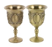 LOORGVEL 2 Pièces Set de Gobelets Vintage Métal pour Européen Antique avec Décor Floral et Château Verres à Pied Dorés pour Décoration et