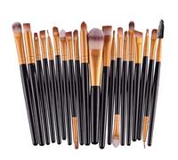 LOORGVEL 20 pièces Kit Pinceaux Maquillage Professionnel Poils Synthétiques Noirs et Or Set Complet pour Fond de Teint Sourcils et Contour Yeux Portable pour Usage Quotidien et
