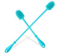 LOORGVEL 2pièces Brosse Silicone Pour Biberon Avec Manche Antidérapant Nettoyant Pour Bouteilles Et Tétines Tête Souple Et Élastique Compatible Lave-vaisselle Bleue