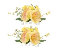 LOORGVEL 2pièces Fleurs Artificielles Hawaïennes Pinces Cheveux Épingle Cheveux Fleur Hibiscus Barrette Mariage Peigne Fleuri Accessoires Femmes Filles