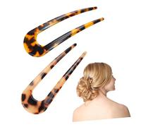 LOORGVEL 2pièces U-shaped Practical Hair Stick Set Creative Hair Pins for Elegant Wedding Parties and Daily Use Mixed Deep and Light Tortoiseshell Colors Accessory