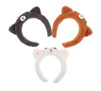 LOORGVEL 3 Pièces Bandeaux Peluche Chat Doux et Confortables Serre-tête Oreilles de Chat pour Maquillage et Soins Du Visage Accessoires Spa pour Femmes et Filles Noir Blanc Orange