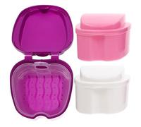 LOORGVEL 3 pièces Boîte à Dentier avec Couvercle Aéré Boîte Prothèses Dentaires Portable pour Rangement et Voyage Contenant pour Fausses Dents et Appareils Orthodontiques