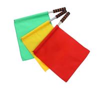 LOORGVEL 3 Pièces Drapeaux de Signalisation à Main Drapeaux de Départ de Course avec Poignée Éponge Antidérapante Acier Inoxydable pour Arbitres et Signalisation Routière