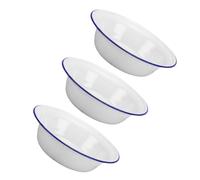 LOORGVEL 3 pièces Lot de Bols Émail Vintage Grand Bassin Multifonction Émail pour Soupe Salade et Préparation Bord Lisse sans Risque Matériau Sûr