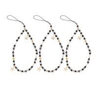 LOORGVEL 3 Pièces Mobile Phone Crystal Chain Beaded Star Charm Wrist Strap For Women Anti-drop Safe Phone Lanyard Non-slip Wristlet